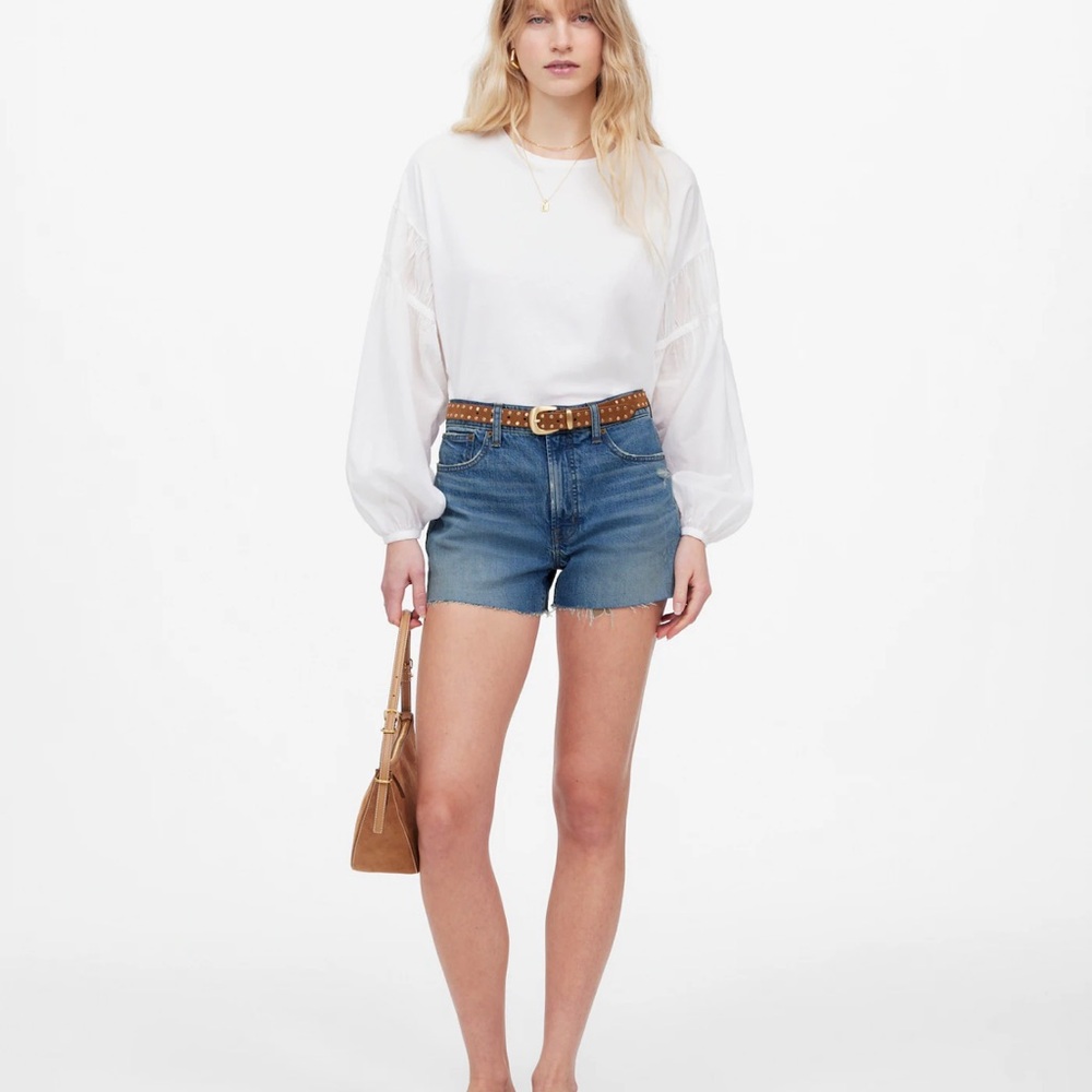 Madewell Blue Jean Shorts High-Waisted Raw Hem